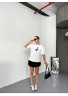 Kısa Kol Baskılı T-shirt - Beyaz