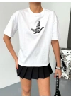 Kısa Kol Baskılı T-shirt - Beyaz