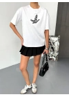 Kısa Kol Baskılı T-shirt - Beyaz
