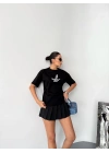 Kısa Kol Baskılı T-shirt - Siyah