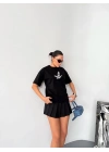 Kısa Kol Baskılı T-shirt - Siyah