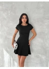 kısa kollu Mini Elbise - Siyah