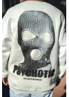 Kışlık Bisiklet Yaka Baskılı SweatShirt - Beyaz