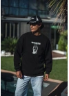 Kışlık Bisiklet Yaka Baskılı SweatShirt - Siyah