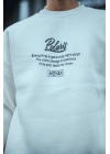 Kışlık Bisiklet Yaka Ön Ve Arka Baskılı SweatShirt - Beyaz