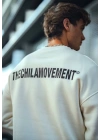 Kışlık Bisiklet Yaka Oversize Baskılı SweatShirt - Beyaz
