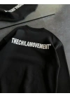 Kışlık Bisiklet Yaka Oversize Baskılı SweatShirt - Siyah