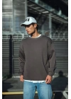Kışlık Bisiklet Yaka Üç İplik Basic SweatShirt - Antrasit