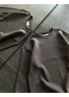 Kışlık Bisiklet Yaka Üç İplik Basic SweatShirt - Füme