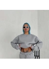 Kışlık Bisiklet Yaka Üç İplik Basic SweatShirt - Gri