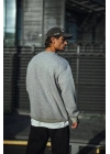 Kışlık Bisiklet Yaka Üç İplik Basic SweatShirt - Gri