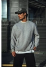 Kışlık Bisiklet Yaka Üç İplik Basic SweatShirt - Gri