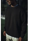 Kışlık Bisiklet Yaka Üç İplik Basic SweatShirt - Siyah