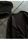 Kışlık Bisiklet Yaka Üç İplik Basic SweatShirt - Siyah