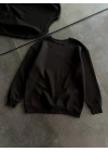 Kışlık Bisiklet Yaka Üç İplik Basic SweatShirt - Siyah