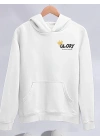 Kışlık Üç İplik Kapüşonlu SweatShirt - Beyaz