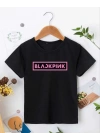 Kız Çocuk Bisiklet Yaka Baskılı T-Shirt - Siyah