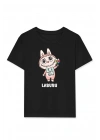 Kız Labubu Çocuk Baskılı T-Shirt - Siyah