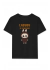 Kız Labubu Çocuk Baskılı T-Shirt - Siyah