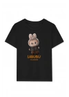 Kız Labubu Çocuk Baskılı T-Shirt - Siyah