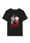 Kız Labubu Çocuk Baskılı T-Shirt - Siyah