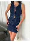 Kot Jeans Etekli ikili Takım - Lacivert