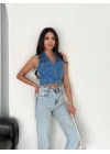 Kot Jeans Kadın Yelek - Mavi