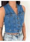 Kot Jeans Kadın Yelek - Mavi