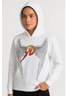 Metallica İki İplik Kapüşonlu Ön ve Arka Baskılı hoodie - Beyaz