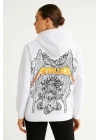 Metallica İki İplik Kapüşonlu Ön ve Arka Baskılı hoodie - Beyaz