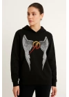 Metallica İki İplik Kapüşonlu Ön ve Arka Baskılı hoodie - Siyah