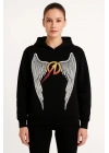 Metallica İki İplik Kapüşonlu Ön ve Arka Baskılı hoodie - Siyah