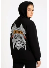 Metallica İki İplik Kapüşonlu Ön ve Arka Baskılı hoodie - Siyah