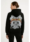 Metallica İki İplik Kapüşonlu Ön ve Arka Baskılı hoodie - Siyah