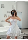 Mini Askılı Elbise - Beyaz