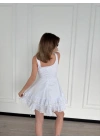 Mini Askılı Elbise - Beyaz