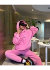 Nakış İşlemeli Üç İplik Sweat Takım- Pembe