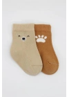 NessiWorld Bear Penye Soket Çorap 2Li BS10116 Bej
