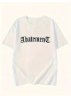 Örümcek Ağı Desenli Baskılı Oversize Bisiklet Yaka T-shirt  - Beyaz