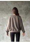 Osy Modal Yumuşak dokulu Kumaş Bisiklet Yaka Oversize Sweatshirt - Gri