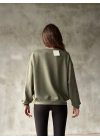 Osy Modal Yumuşak dokulu Kumaş Bisiklet Yaka Oversize Sweatshirt - Haki