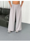 Osy Modal Yumuşak Dokulu Kumaş Bisiklet Yaka T-shirt Bol paça Pantalon ikili Takım - Boyalı Gri