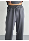 Osy Modal Yumuşak Dokulu Kumaş Kısa Kollu Yakalı T-shirt Pantalon ikili Takım- Antrasit