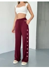 Osy Modal Yumuşak Dokulu Kumaş Nakış işlemeli Rahat Bol Paça Eşofman Pantalon - Bordo