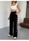 Osy Modal Yumuşak Dokulu Kumaş Nakış işlemeli Rahat Bol Paça Eşofman Pantalon - Siyah