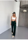 Osy Modal Yumuşak Dokulu Kumaş Nakış işlemeli Rahat Bol Paça Eşofman Pantalon - Yeşil