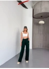 Osy Modal Yumuşak Dokulu Kumaş Nakış işlemeli Rahat Bol Paça Eşofman Pantalon - Yeşil