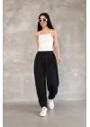 Osy Modal Yumuşak Dokulu Kumaş Şalvar Pantalon - Siyah