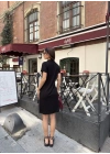 Osy Modal Yumuşak Dokulu Kumaş Yakalı Kısa Kollu Elbise - Siyah