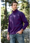 Oversize Yarım Farmuarlı Yakalı Basic SweatShirt - Mor